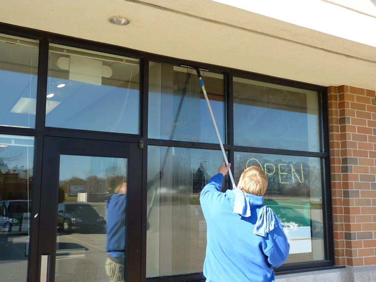 Commercial storefront window cleaning