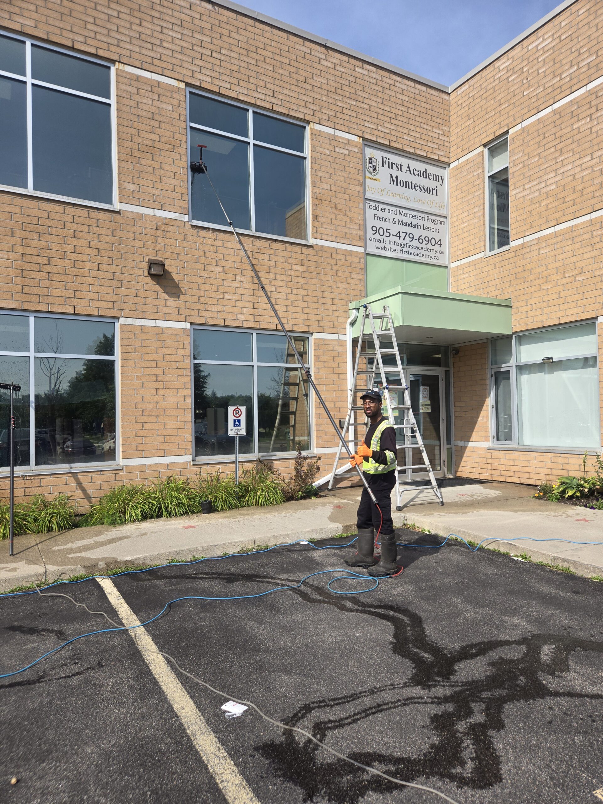 Commercial storefront window cleaning