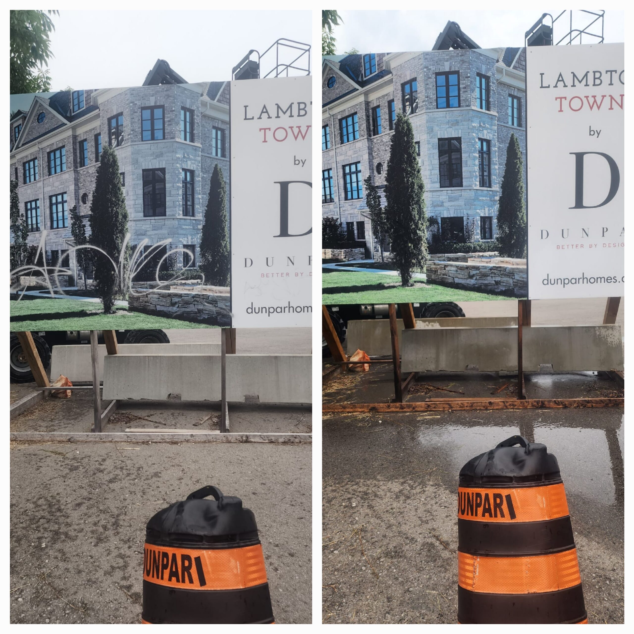 Worker performing graffiti removal