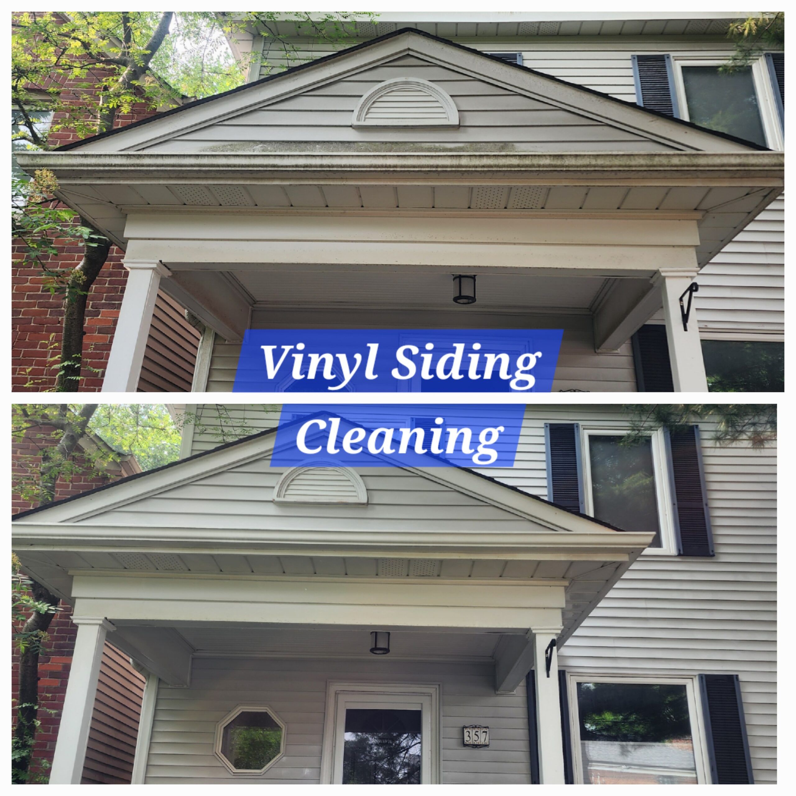 Residential house siding pressure washing